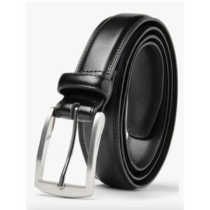 Carlo Fellini Mens Black Genuine leather Belt Silver Buckle Size Adjustable r